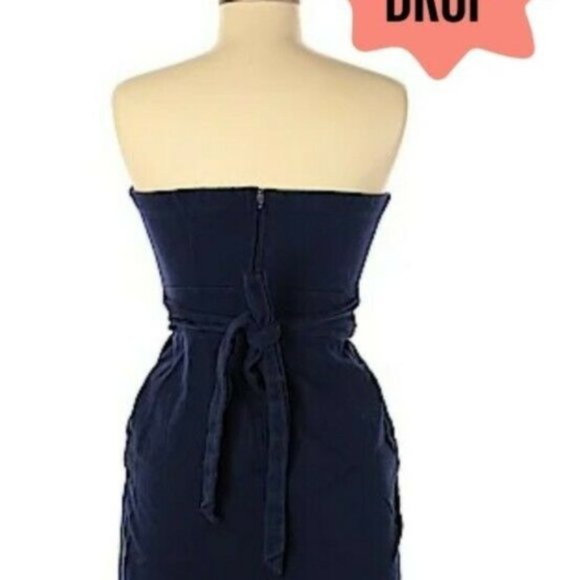 Navy Blue Strapless Dress Size 5 - Picture 3 of 3